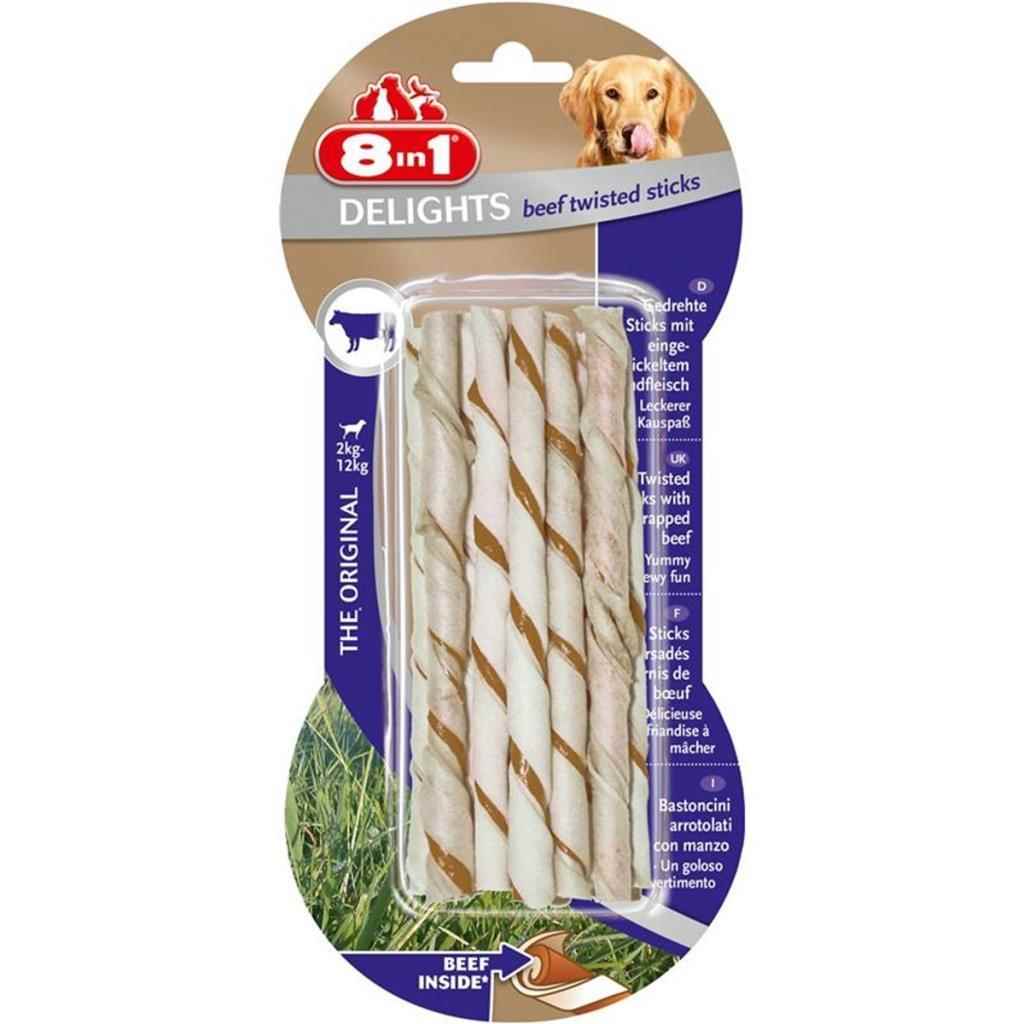 8in1 Delights Bones Biftekli Köpekler İçin Twested Sticks 10'lu