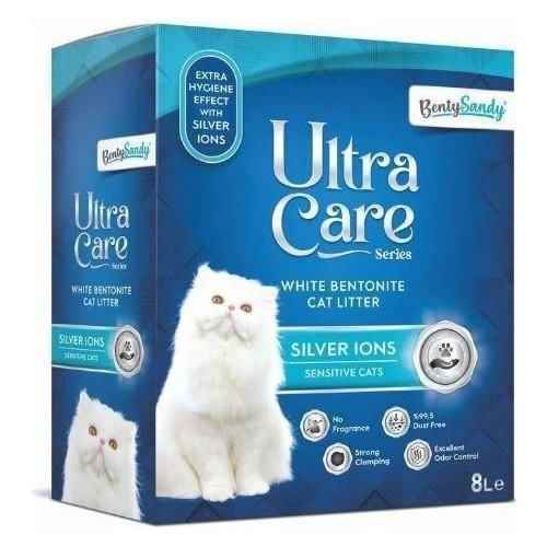 Benty Sandy Ultra Care Silver Ions Hassas Kediler İçin Parfümsüz Bentonit Kedi Kumu 8 lt