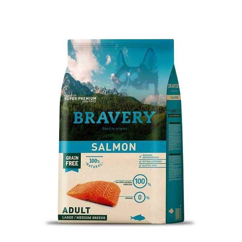 Bravery Adult Orta ve Büyük Irk Somonlu Tahılsız Köpek Maması 4kg