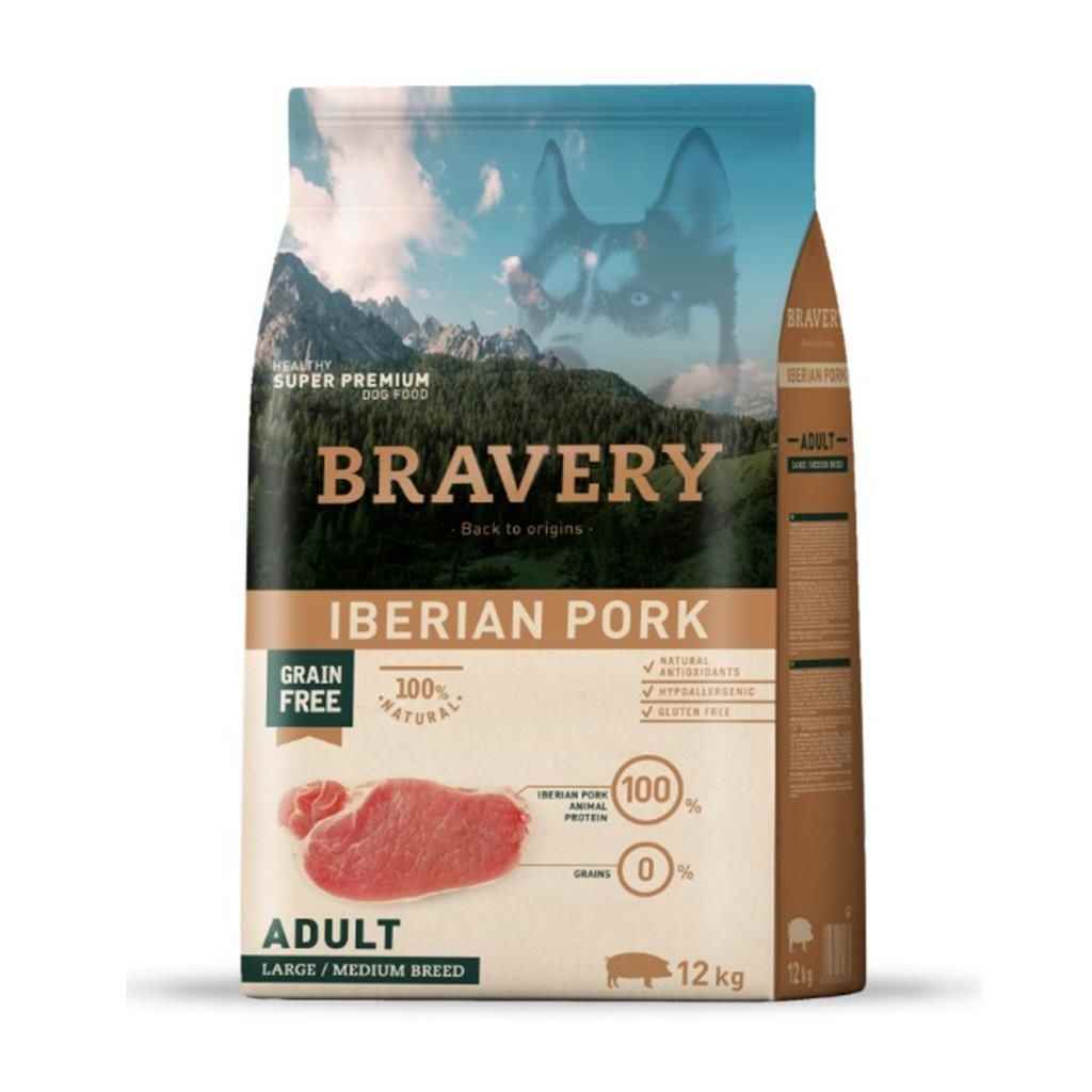 Bravery Orta ve Büyük Irk Domuzlu Tahılsız Yetişkin Köpek Maması 12 Kg