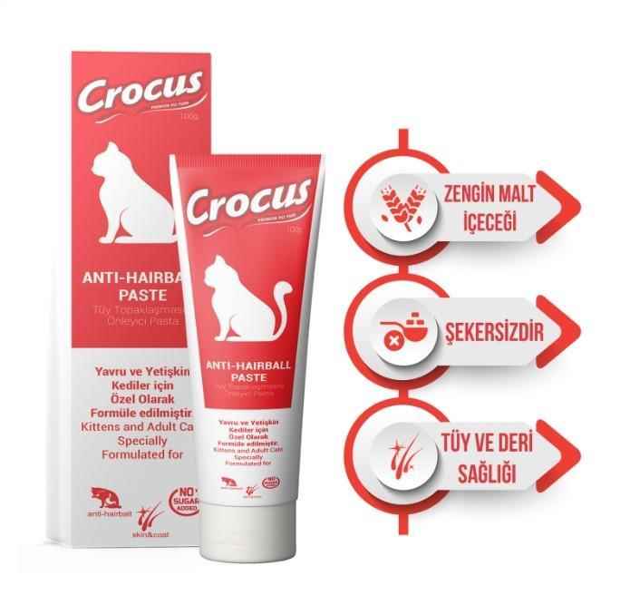 Crocus Anti Hairball Tüy Yumağı Önleyici Kedi Malt Macunu 100 Gr