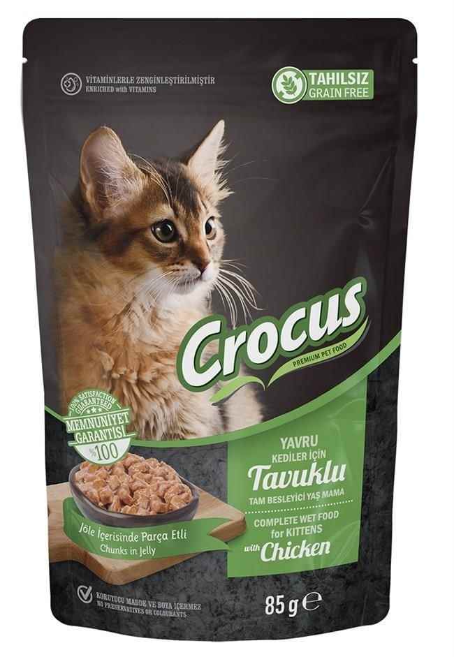 Crocus Tahılsız Kedi Tavuklu Pouch Jöleli Yaş Mama 85 G