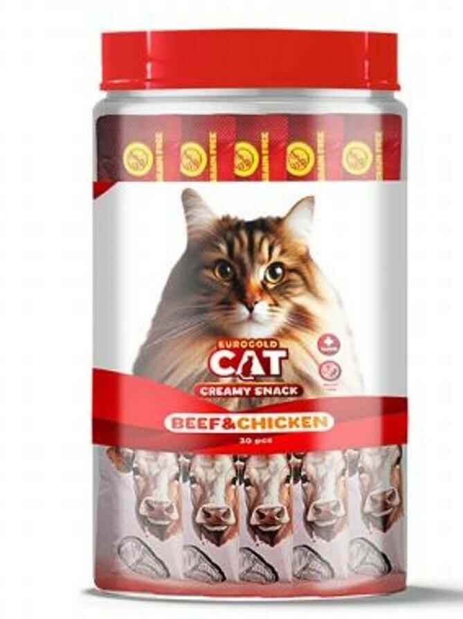 EuroGold Cat Sıvı Kedi Ödülü Dana - Tavuk Etli 30x15Gr