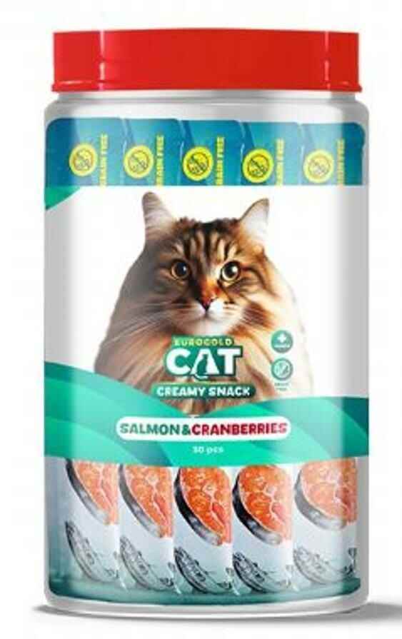 EuroGold Cat Sıvı Kedi Ödülü Somon - Kızılcık 30x15Gr