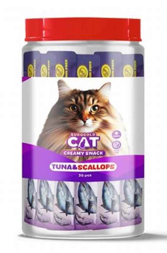 EuroGold Cat Sıvı Kedi Ödülü Ton - Deniz Tarağı 30x15Gr