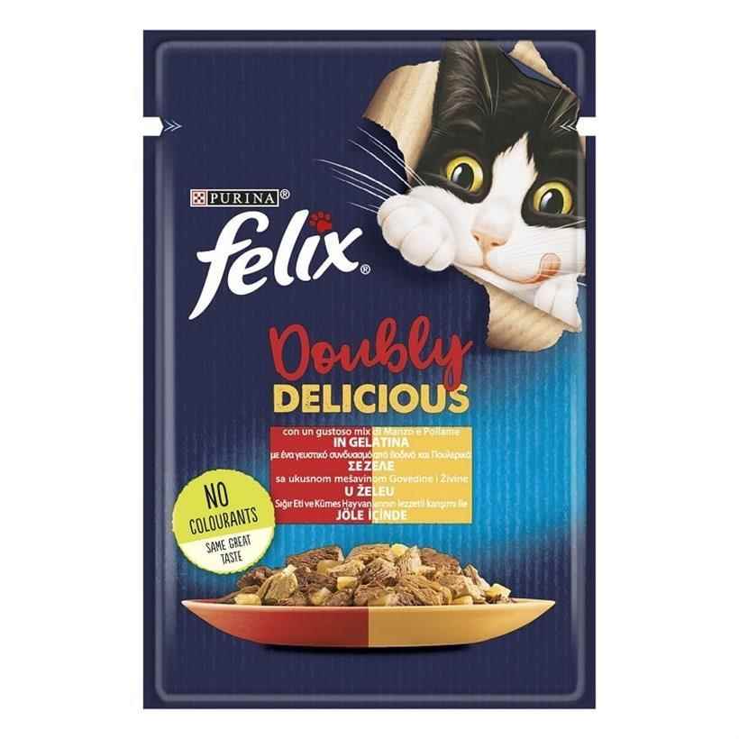 Felix Çifte Lezzet Tavuk ve Sığır Etli Yetişkin Kedi Konservesi 85gr