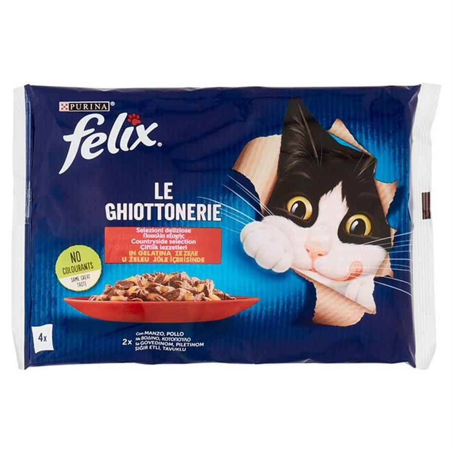 Felix Multipack Sığır ve Tavuk Etli Yetişkin Yaş Kedi Maması 4x85gr