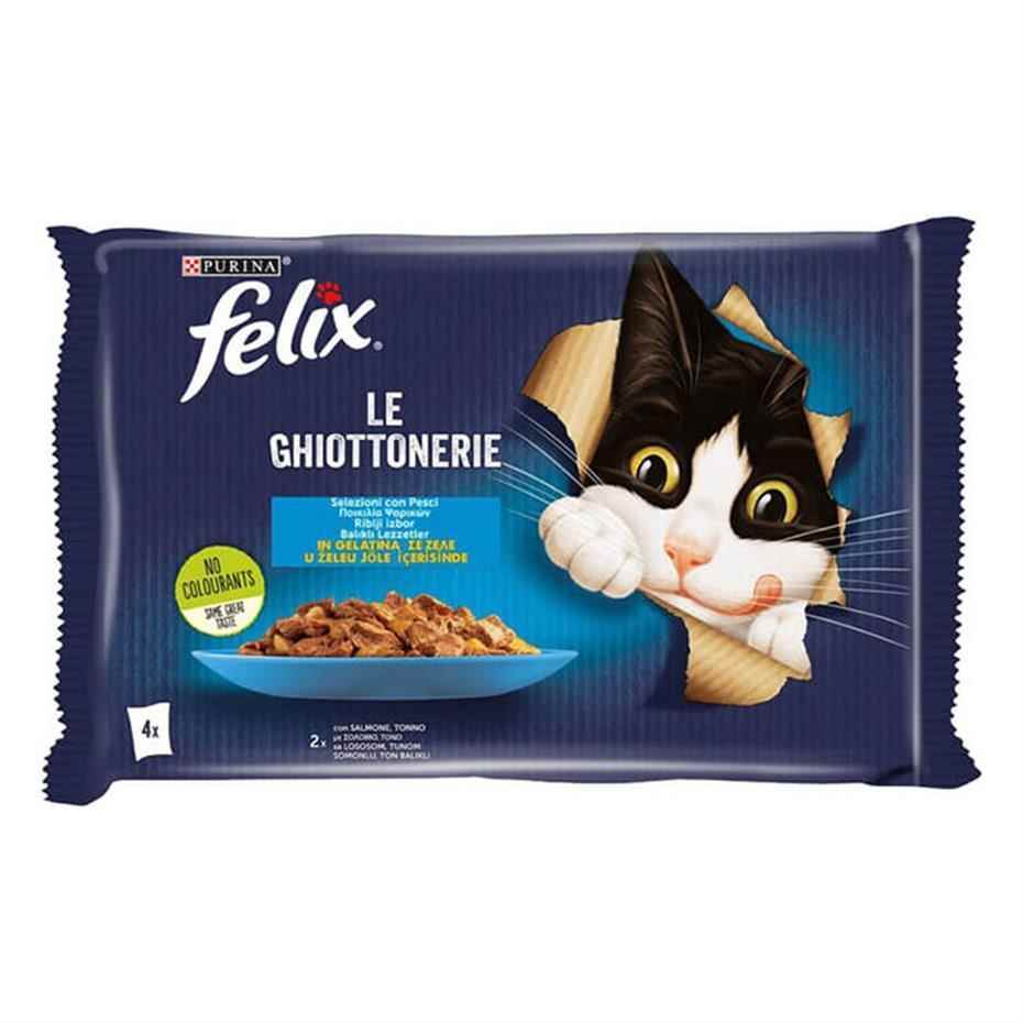 Felix Multipack Somonlu ve Ton Balıklı Yetişkin Kedi Yaş Maması 4x85gr