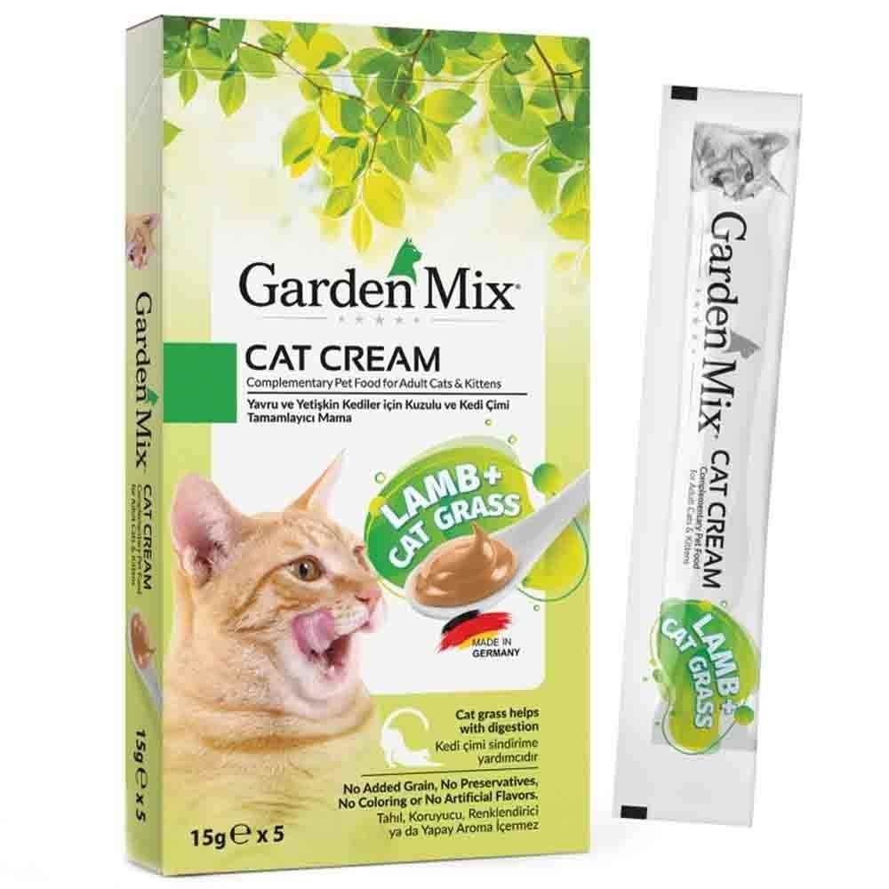 Garden Mix Kedi Çimi ve Kuzulu Krema Kedi Ödül Maması 15gr (5'li)