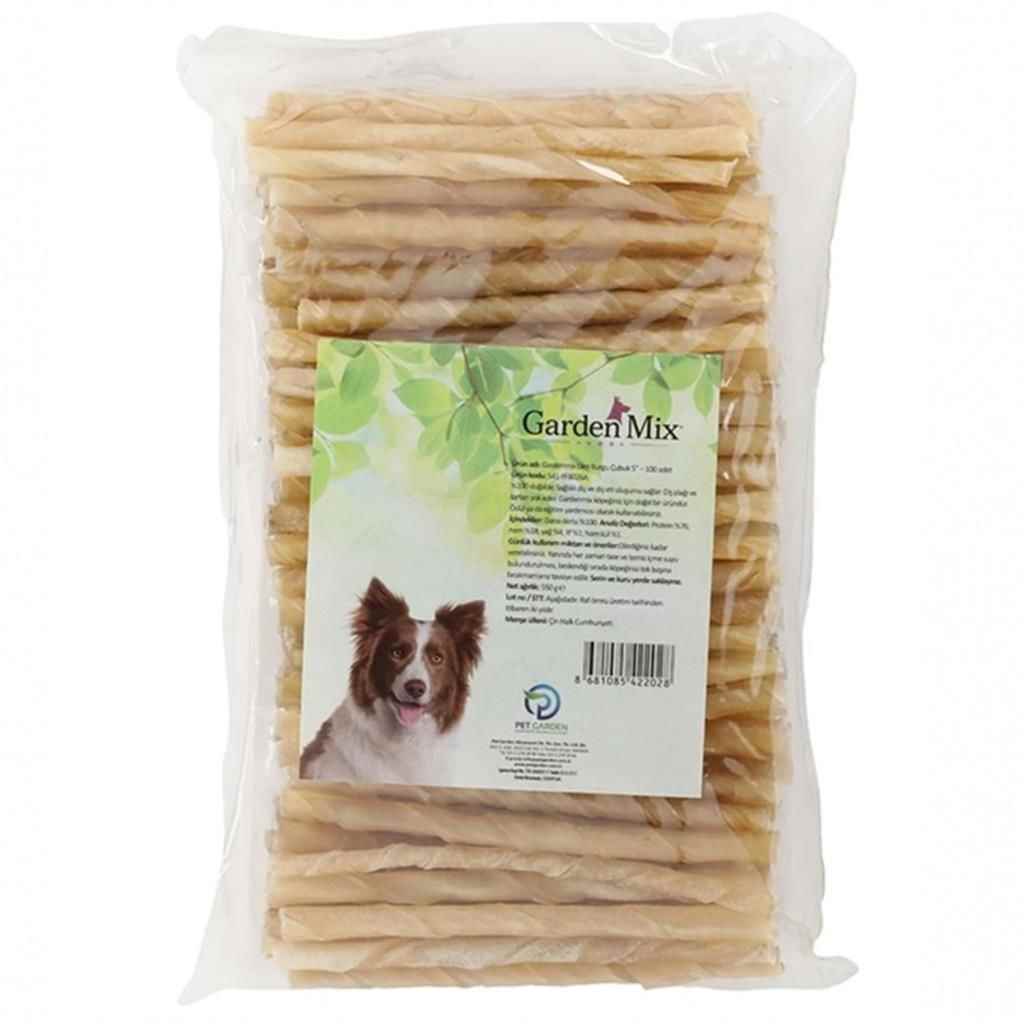 Gardenmix 100'lü Sütlü Natural Burgu Köpek Ödül Çubuğu (5”)