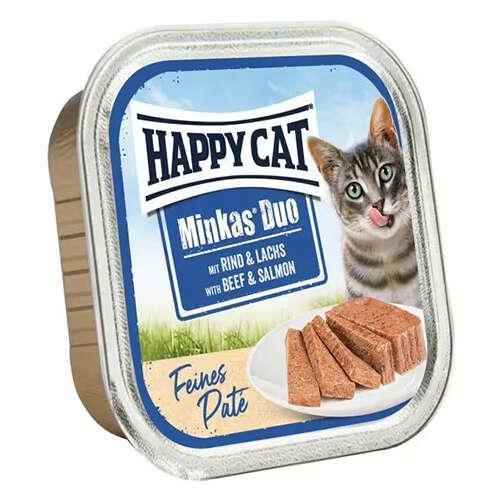 Happy Cat Minkas Duo Somon ve Sığır Etli Yetişkin Kedi Konservesi 100gr