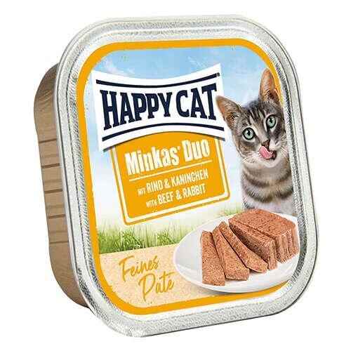 Happy Cat Minkas Duo Tavşan ve Sığır Etli Yetişkin Kedi Konservesi 100gr