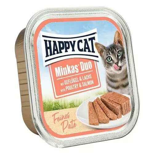 Happy Cat Minkas Duo Tavuk ve Somonlu Yetişkin Kedi Konservesi 100gr