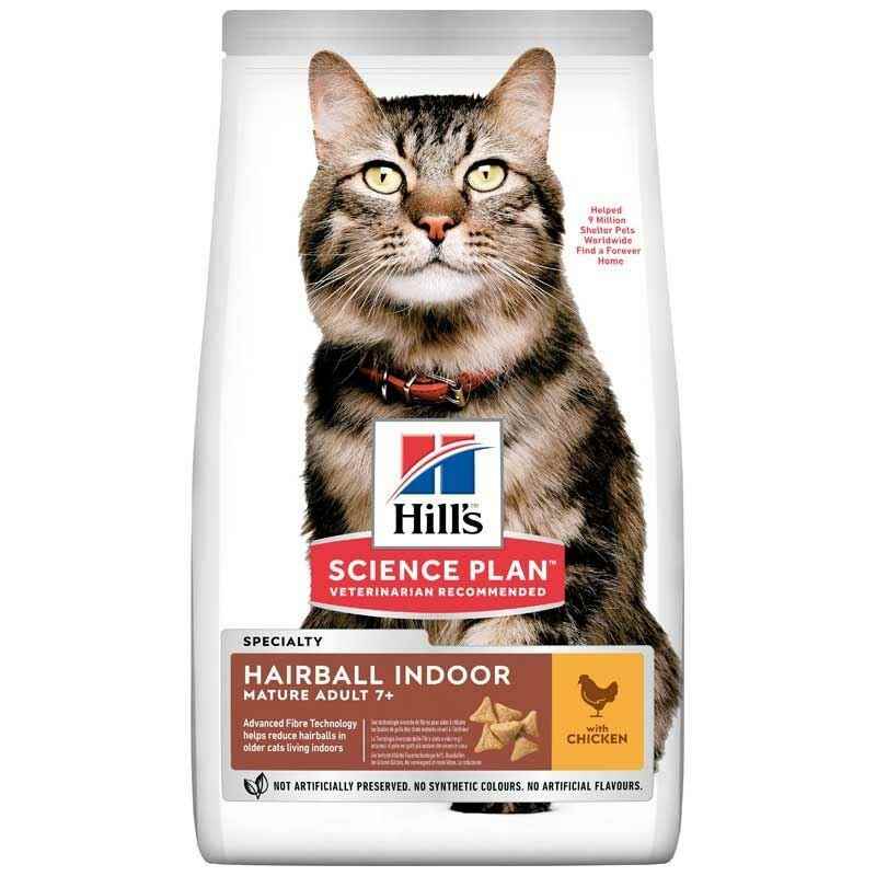 Hills Hairball Indoor Mature Tüy Yumağı İçin Tavuklu Yaşlı Kedi Maması 1,5 Kg