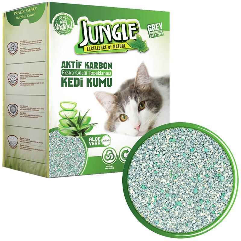 Jungle Aktif Karbonlu Gri Aloe Veralı Kedi Kumu  6 Lt