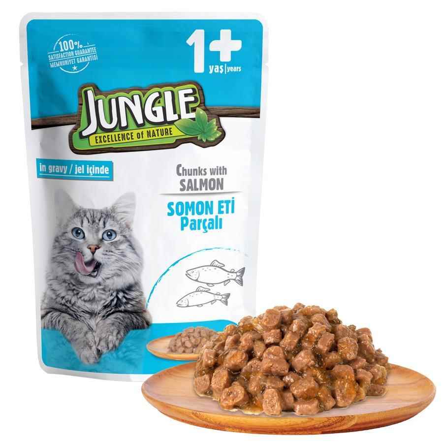 Jungle Pouch Somonlu Yetişkin Kedi Konservesi 100 gr