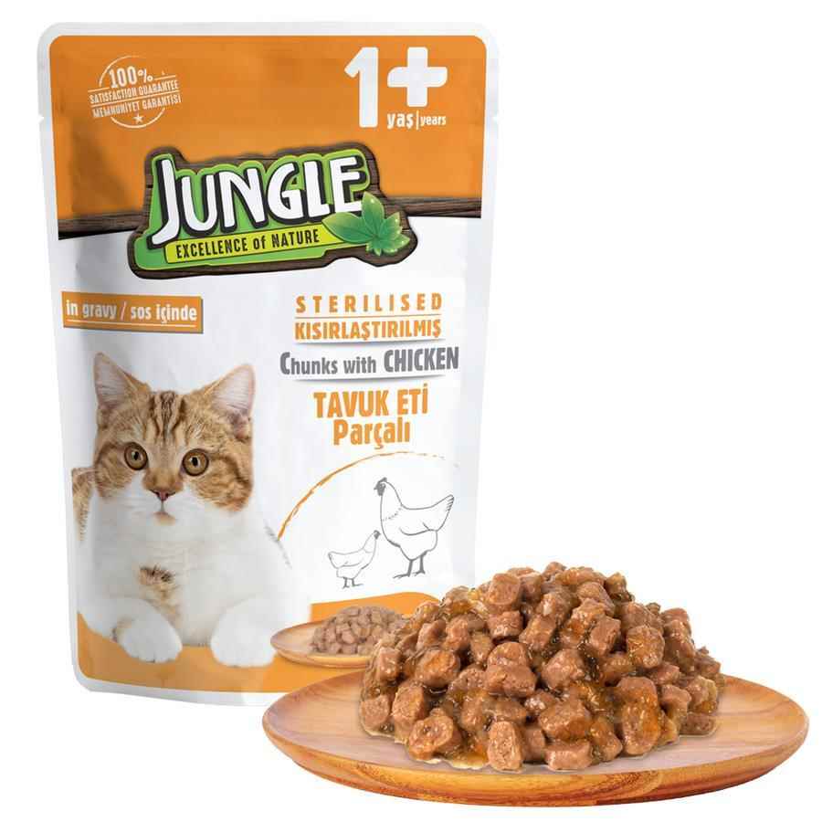 Jungle Pouch Soslu Tavuk Etli Kısırlaştırılmış Kedi Yaş Maması 100 Gr.