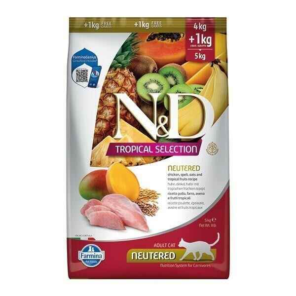 N&D Tropical Selection Tavuklu ve Tropikal Meyveli Kısırlaştırılmış Kedi Maması 5 Kg