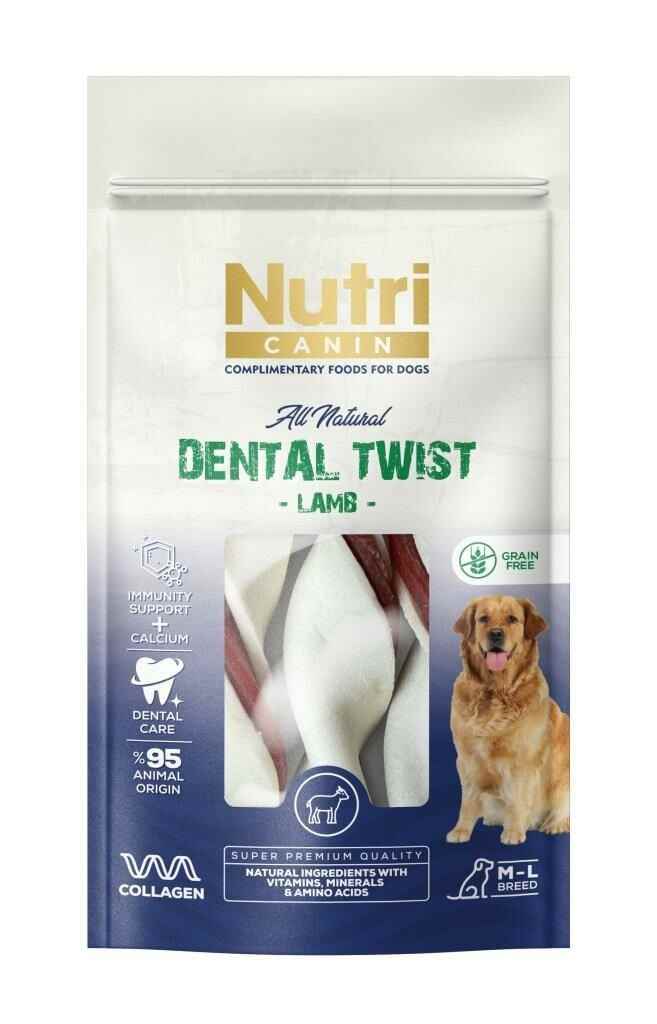 Nutri Canin Dental Twist Kuzu Etli Diş Sağlığı Köpek Ödülü 120 Gr