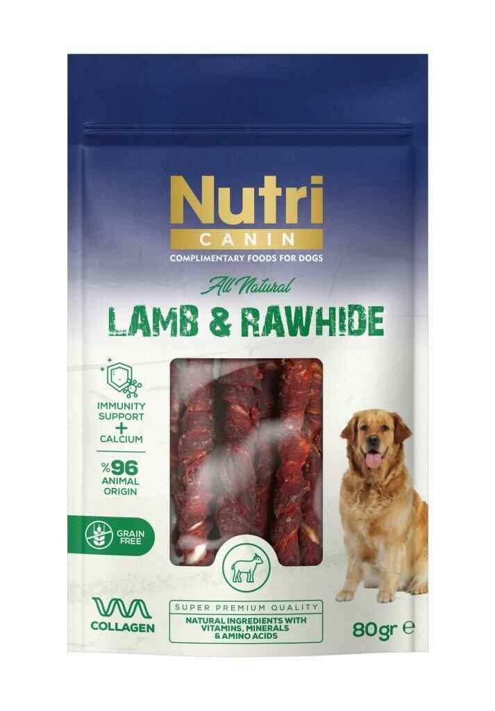 Nutri Canin Rawhide Kuzu Eti Sarılı Kemik Köpek Ödülü 80 Gr