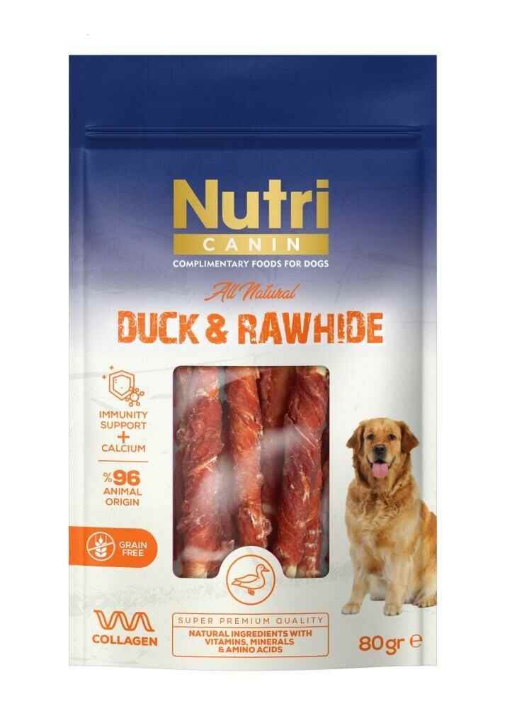 Nutri Canin Rawhide Ördek Eti Sarılı Kemik Köpek Ödülü 80 Gr