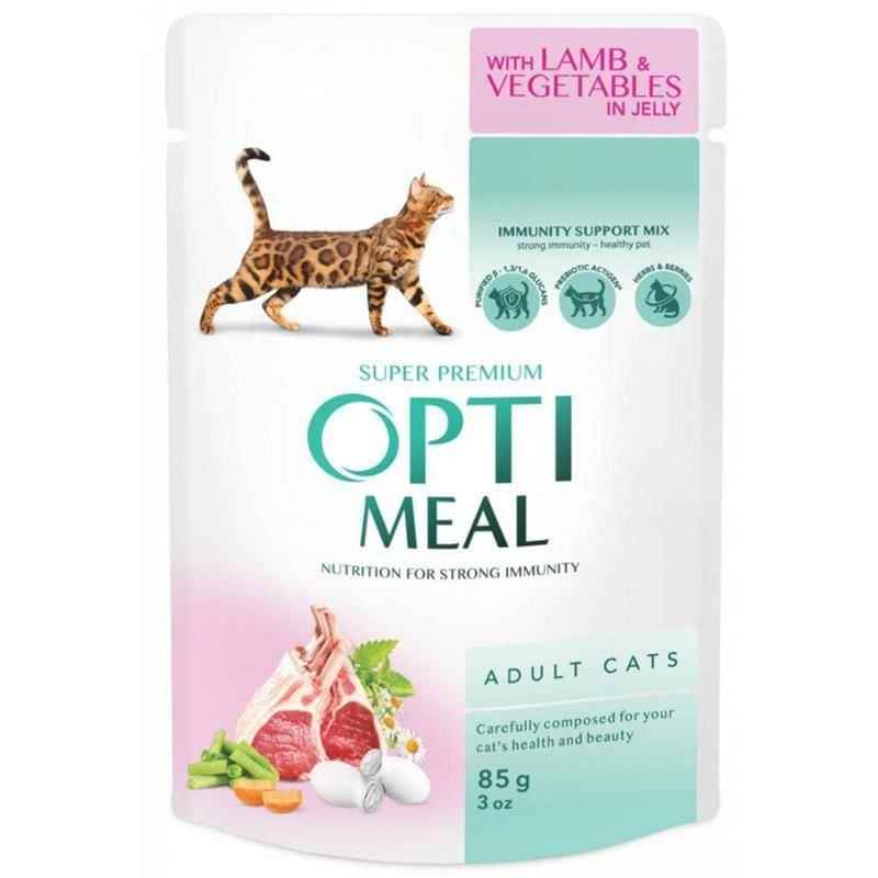 Optimeal Kuzu Etli ve Sebzeli Yetişkin Kedi Konservesi 85 gr