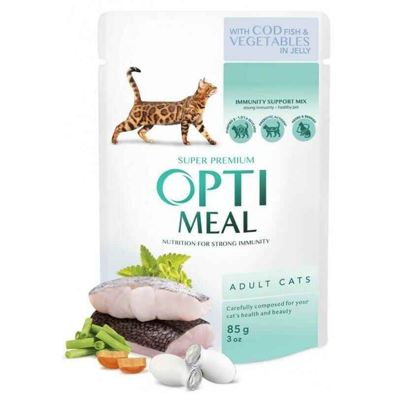 Optimeal Morina Balıklı ve Sebzeli Yetişkin Kedi Konservesi 85 gr