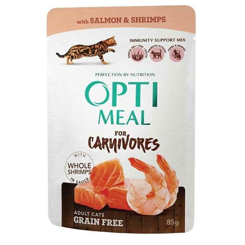 Optimeal Carnivores Somonlu ve Karidesli Yetişkin Kedi Konservesi 85 gr