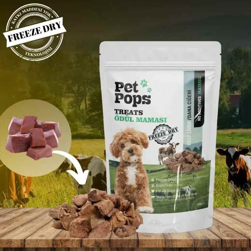 Pet Pops Freeze-Dried Dana Ciğeri Köpek Ödülü 40 Gr