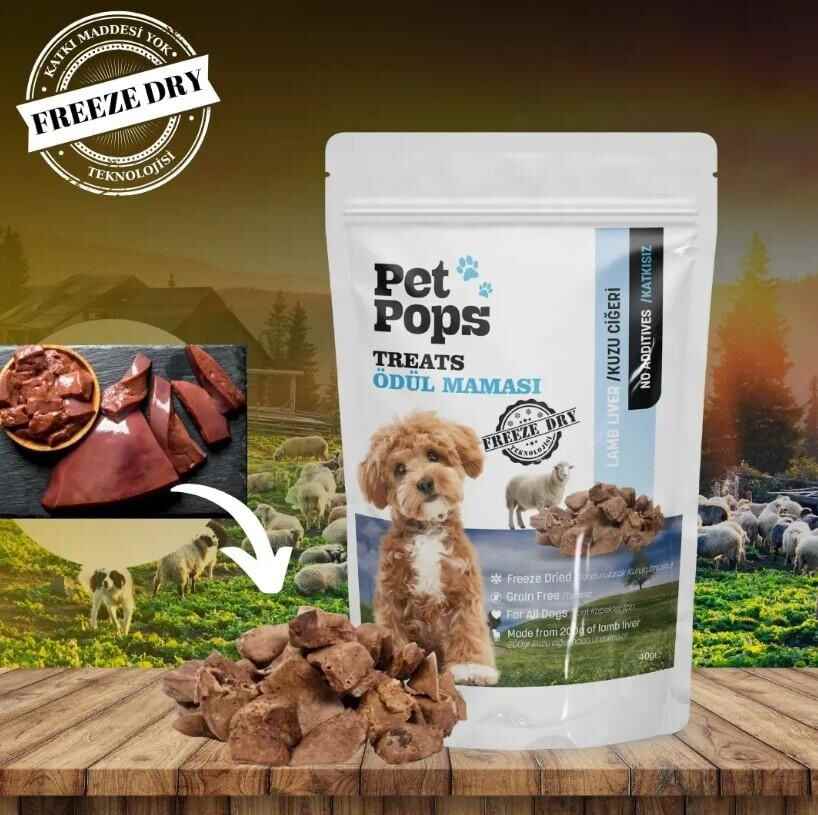 Pet Pops Freeze-Dried Kuzu Ciğeri Köpek Ödülü  40 Gr