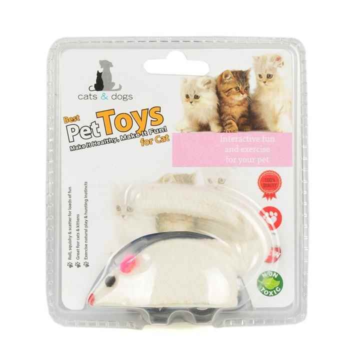 Pet Toys Kurmalı Peluş Fare Beyaz