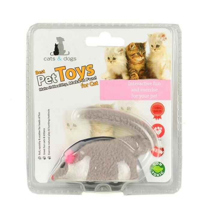 Pet Toys Kurmalı Peluş Fare Gri