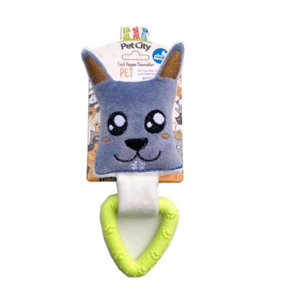 Pet Toys Peluş Diş Kaşıyıcı Sesli Köpek Oyuncağı (Açık Gri Köpek)