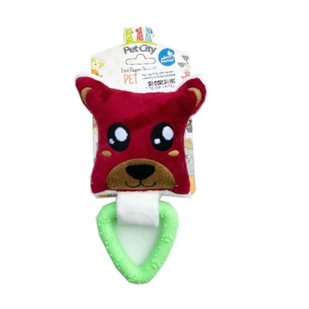 Pet Toys Peluş Diş Kaşıyıcı Sesli Köpek Oyuncağı (Bordo Köpek)