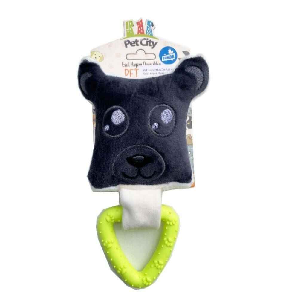 Pet Toys Peluş Diş Kaşıyıcı Sesli Köpek Oyuncağı (Gri Köpek)