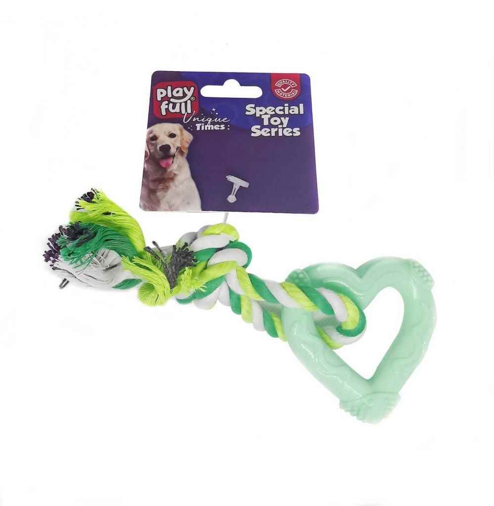 Playfull Kalp Şeklinde İpli Köpek Diş Kaşıma Oyuncağı 18 Cm