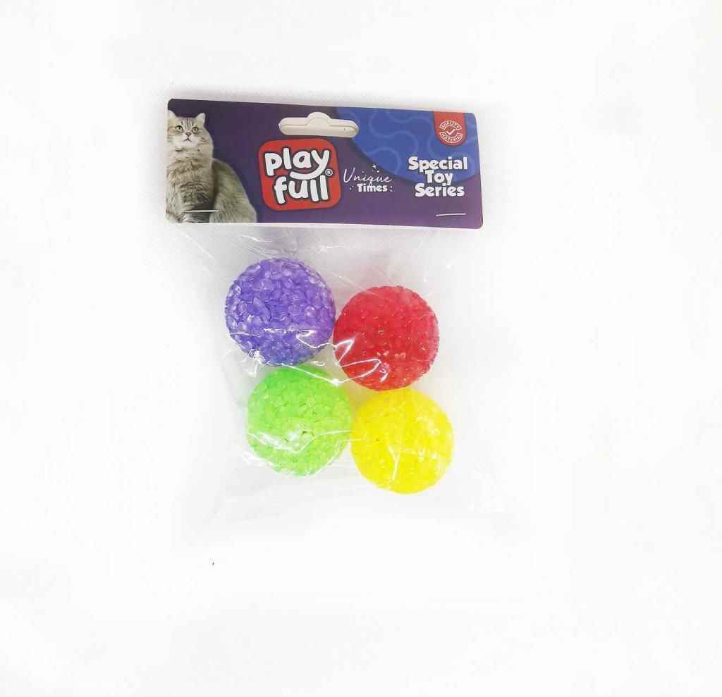 Playfull Plastik Zilli Top Kedi Oyuncağı 3,8 Cm 4'Lü