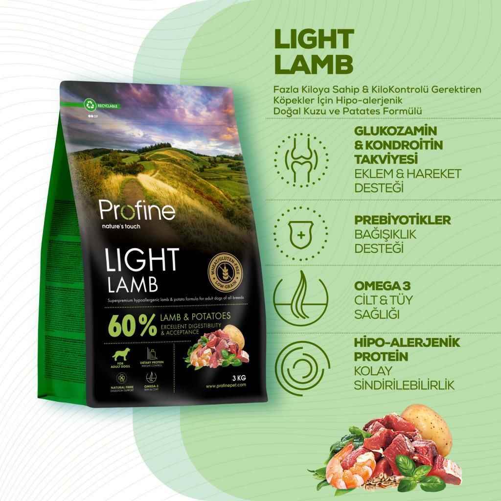 Profine Light Glutensiz Kuzulu Light Köpek Maması 3 kg