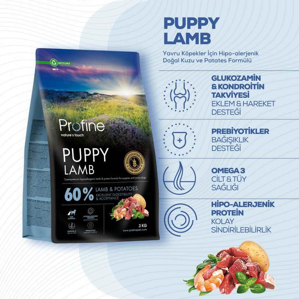 Profine Puppy Lamb Glutensiz Kuzulu Yavru Köpek Maması 3 kg