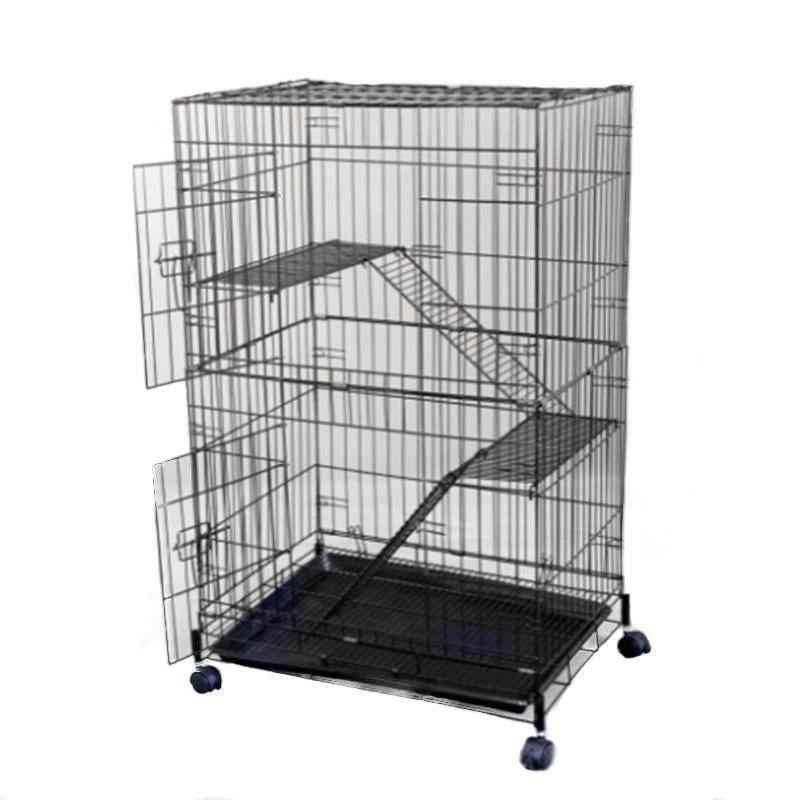 Qh Pet Cage Kedi Kafesi 3 Katlı Siyah Dövme 76x46x112 CM