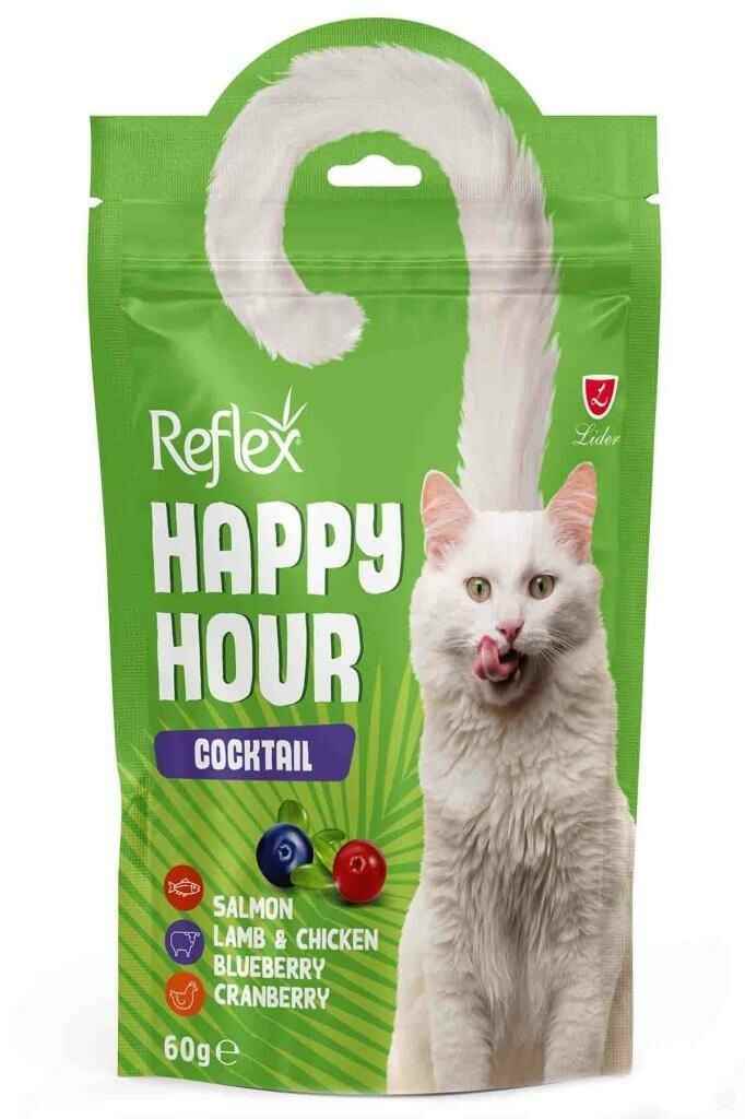 Reflex Happy Hour Kuzu, Somon ve Tavuklu Kedi Ödül Maması 60 Gr