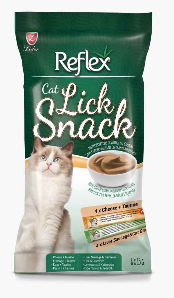 Reflex Lick Snack Peynir Ciğer ve Sosisli Sıvı Kedi Ödül Maması 15gr 8'li