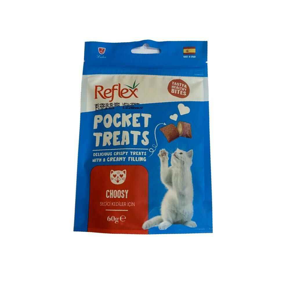 Reflex Pocket Treats Choosy Seçici Kediler için Tavuklu Kedi Ödülü 60 Gr