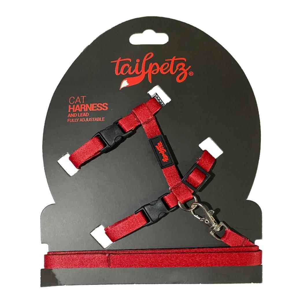 Tailpetz Cat Harness Kedi Göğüs Tasması KIRMIZI