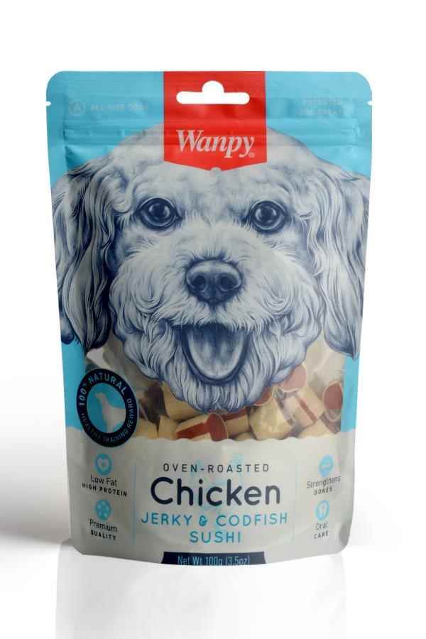 Wanpy Oven Roasted Tavuk Sargılı Morina balığı Köpek Ödülü100 gr