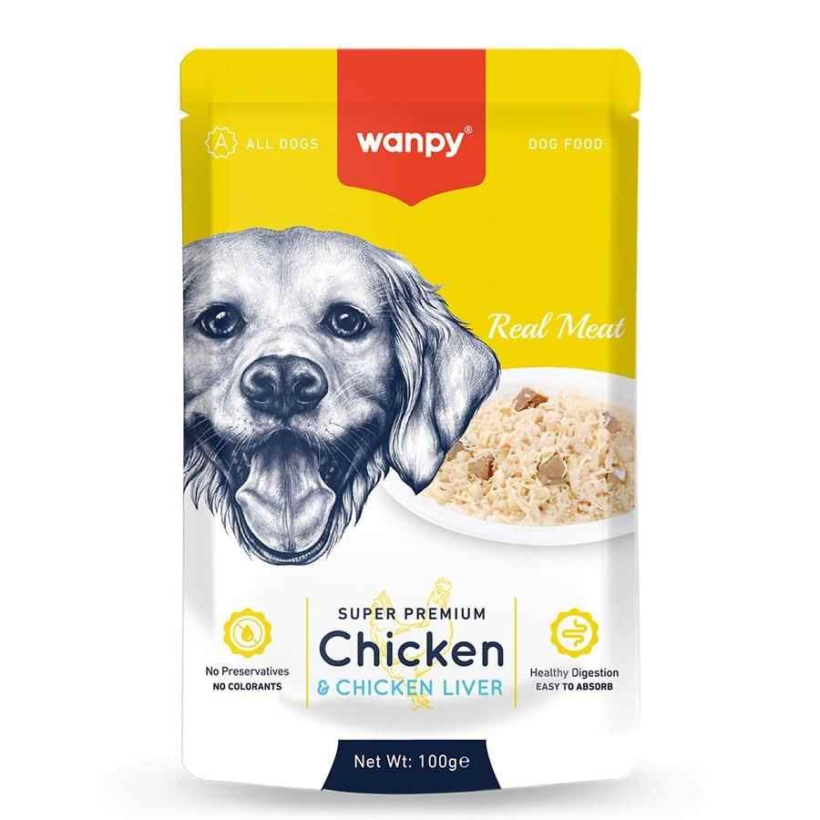 Wanpy Pouch Tavuk Ciğer Yaş Köpek Maması 100 Gr