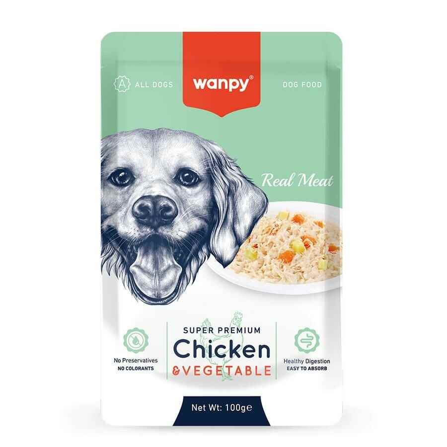 Wanpy Pouch Tavuk Sebze Yaş Köpek Maması 100 Gr