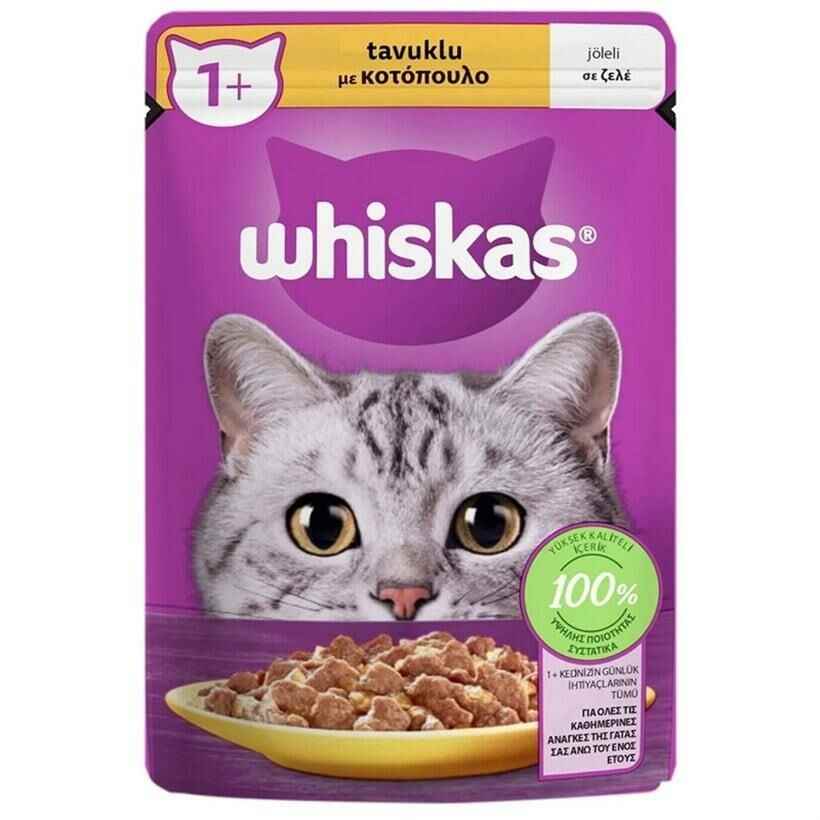 Whiskas Pouch Jöle İçinde Tavuklu Yetişkin Kedi Konservesi 85gr