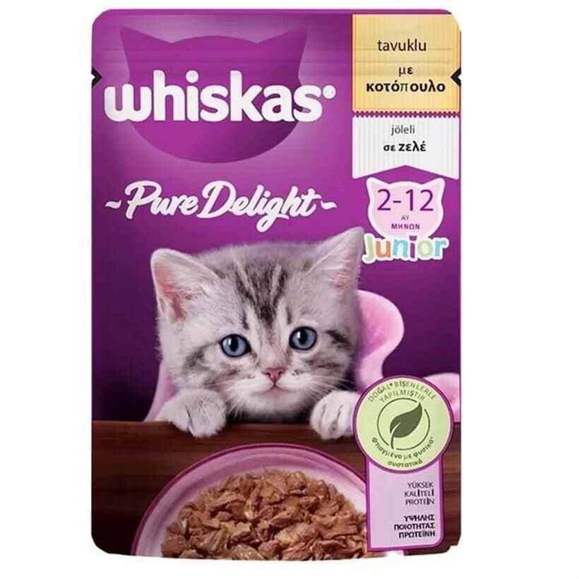 Whiskas Pouch Pure Delight Jöle İçinde Tavuklu Yavru Kedi Konservesi 85gr