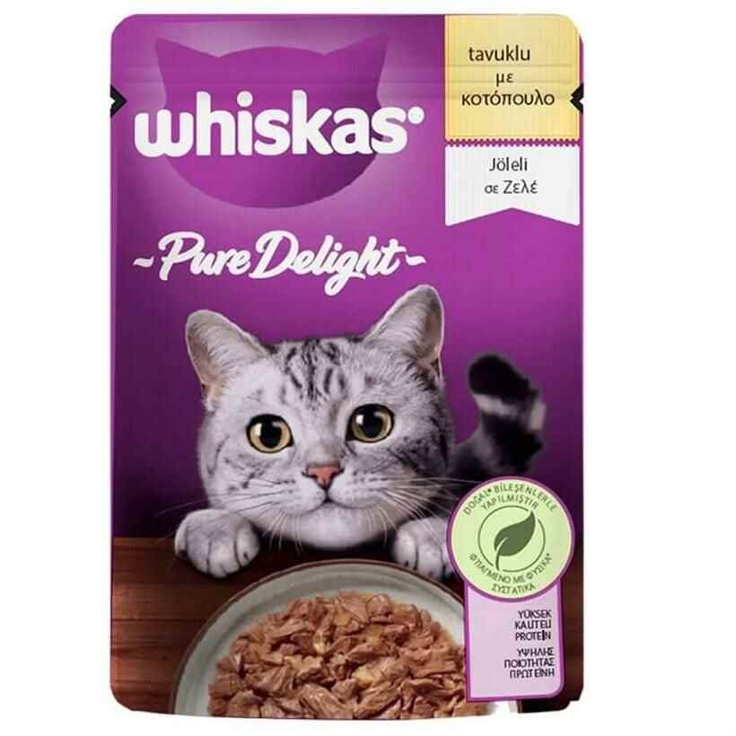 Whiskas Pouch Pure Delight Jöle İçinde Tavuklu Yetişkin Kedi Konservesi 85gr